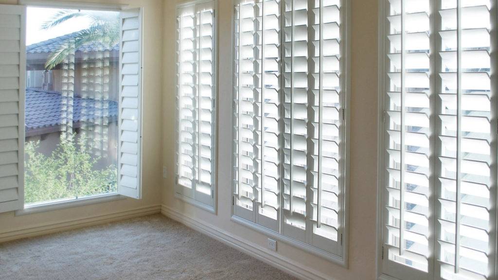 White style wood Shutters for luxury Interior Design in condo.